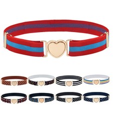 Boys Kids Belts Girls Elastic Adjustable Children Heart Alloy Buckle Toddler US