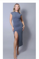 Sashay Side Slit Baeesic midi dress