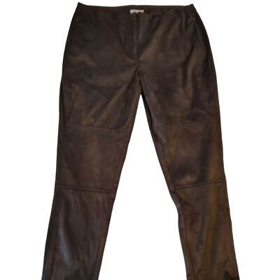 Cupio Brown Mulch Color Suede Type Fabric High-rise Taper Leg Zip Ankle Size XL