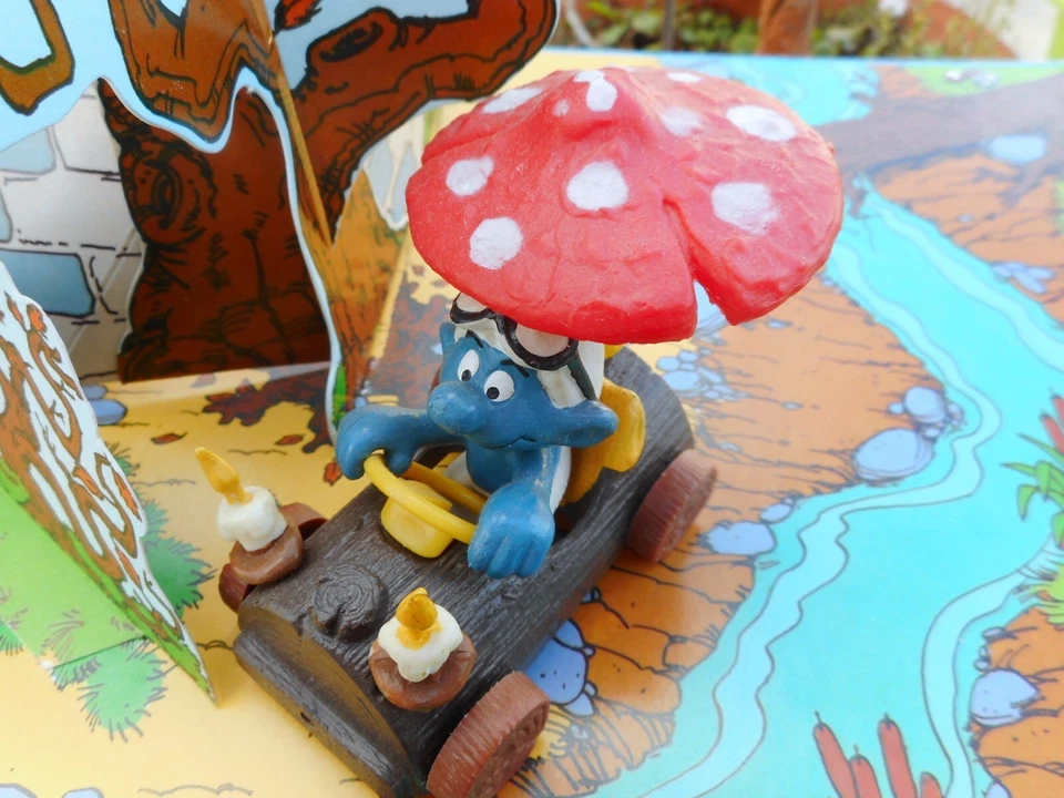 40232  Schtroumpf voiture parapluie smurf puffo puffi schtroumpf  TBE 1978 TRARE - Photo 2/3