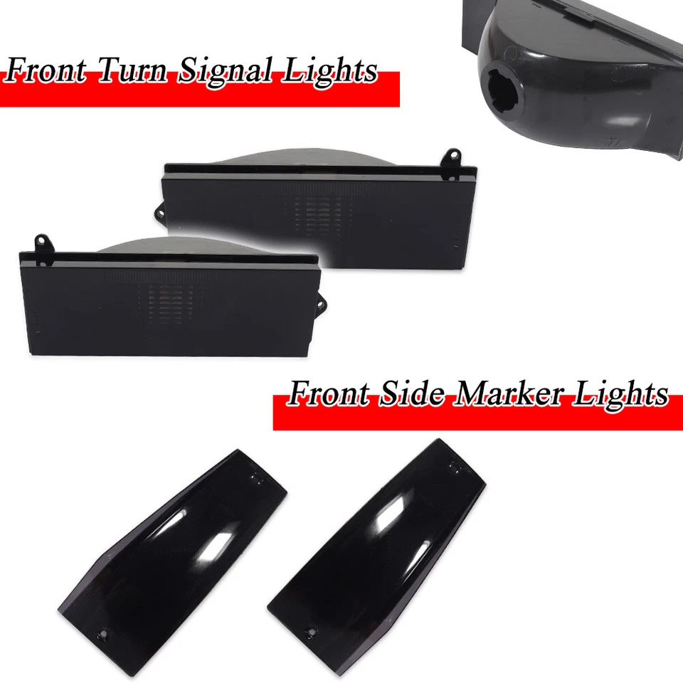 4X Smoke Front Signal+Side Marker Light For 84-96 Jeep Cherokee & 86-92 Comanche - Image 2 of 4