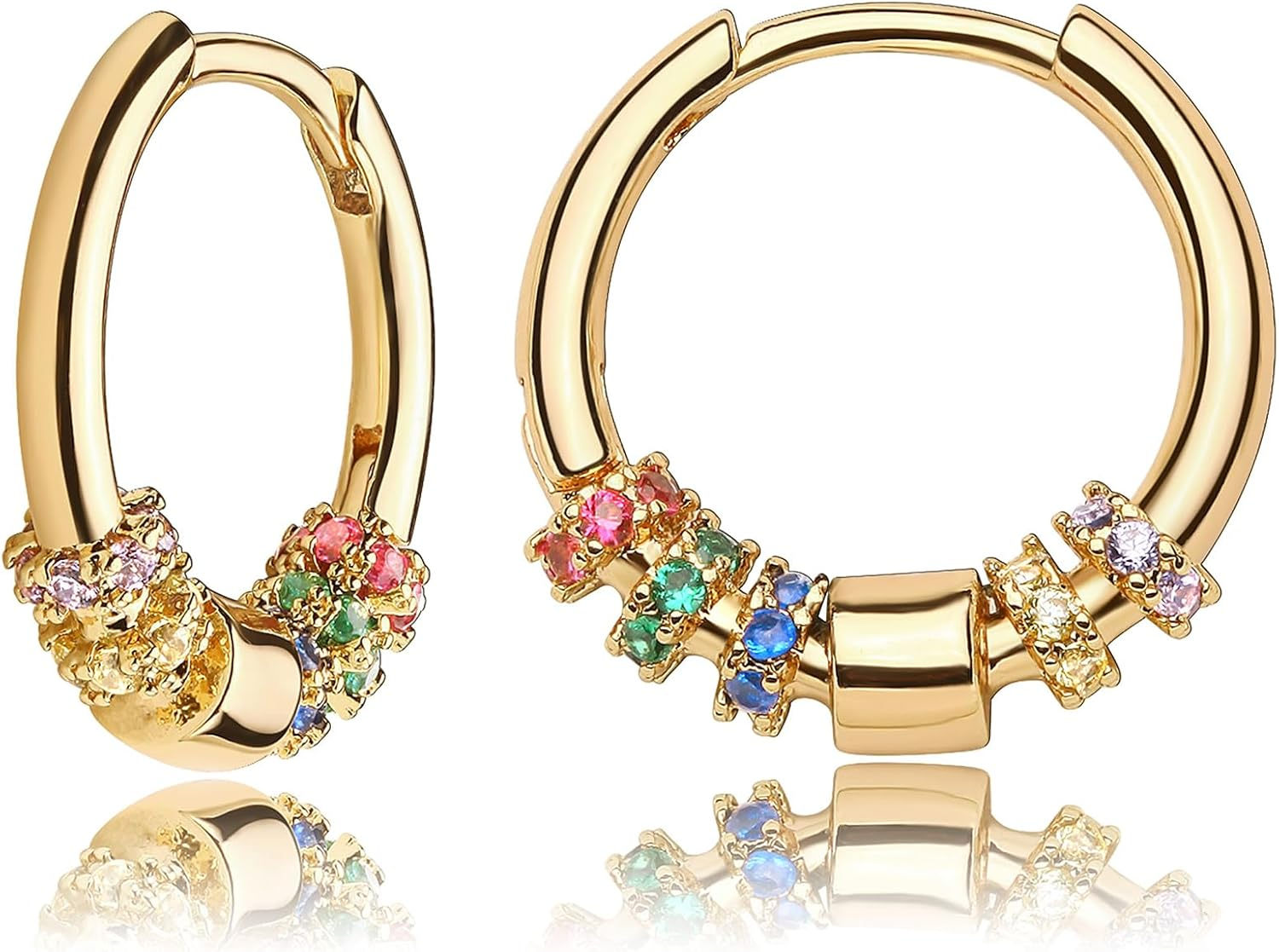 Gold Hoop Earrings for Women 18K Gold Plated Huggie Earrings Handmade Simple Min