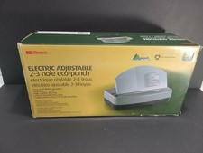 OFFICEMATE Electric Adjustable 2-3 Hole Eco-Punch 90115 Black/Grey Open box