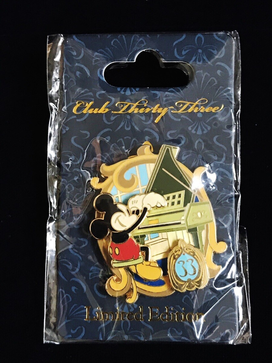 Disney Disneyland DLR Club 33 Logo Piano Mickey At Harpsichord Pin