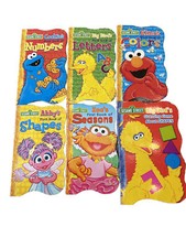 6 Sesame Street Book Lot Numbers Letters Colors Shapes Baby Toddler Board Books
