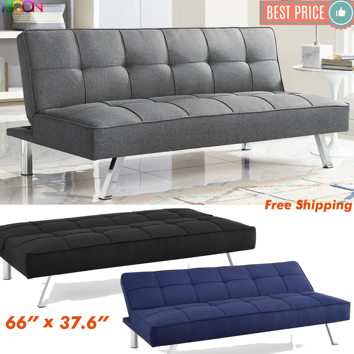 Dark Brown Modern Click Clack Sofa Bed Sleeper 11