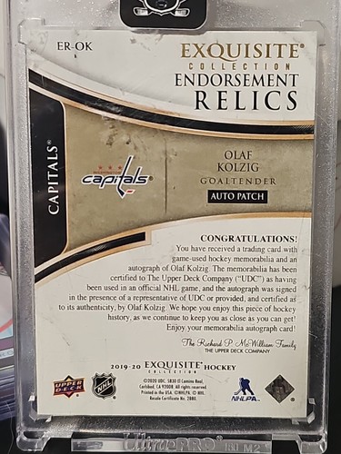Olaf Kolzig Upper Deck The Cup Exquisite Endorsements 3 Color Patch Auto, 24/50 - Picture 4 of 4