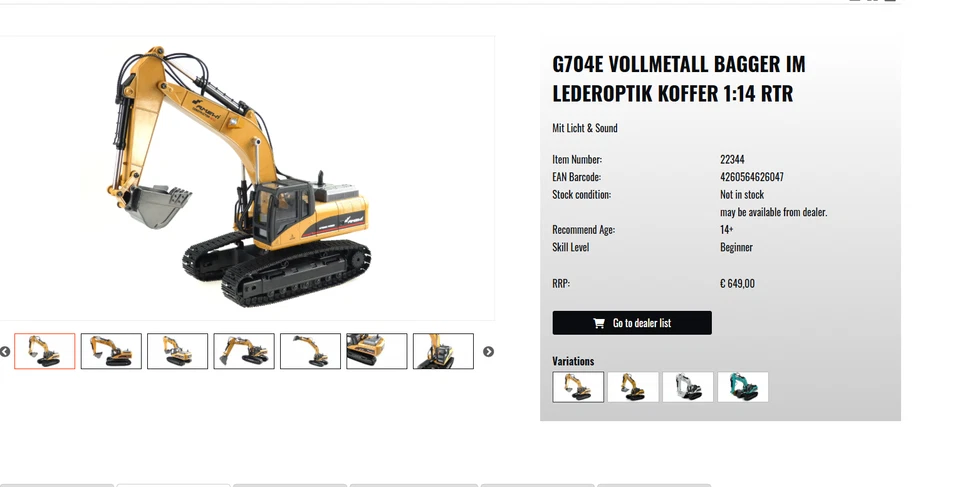 Escavatore AMEWI 22501 Full Metal Fumo e suoni - Immagine 4 di 4