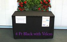 Folding Tablecloth Trestle Table cover Fitted Black 4ft foot with fastener strip