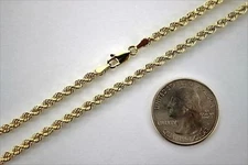 Authentic 18k Solid Yellow Gold Rope Chain Necklace 3mm / 18"~30"