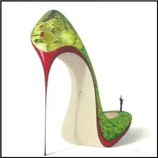 Quadro Decoltè Scarpa con Olive 19 Donna Stampa su Mdf o Tela Swarovski Pannello
