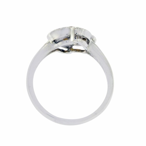 Ring 0,12 ct runde Diamanten & 1,02 gelber Saphir 18 K Weißgold Blume - Bild 3 von 5