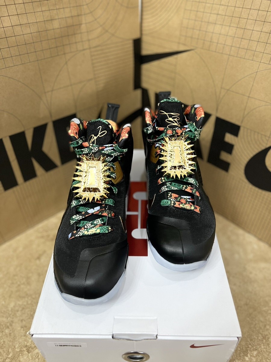 箱なしNike LeBron 9 “Watch The Throne” Nike LeBron James IX 9 Watch The Throne Black Metallic Gold