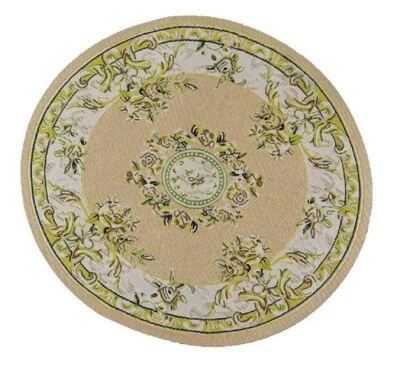 THE DOLLS HOUSE EMPORIUM Puppenhaus Gold Beige Rund Teppich Miniatur Rund Türkisch Webteppich