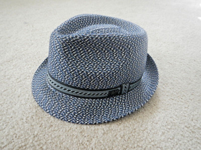 BAILEY HOLLYWOOD - FEDORA HAT - BLUE TWEED - LARGE - LIGHT WEIGHT  POLYPROPYLENE