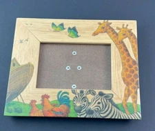Noah's Ark Frame  Wood Picture Photo Size 5” x 3.5" Frame Size 8”X 6.5” Animals