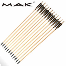 6Pcs 33"Traditional Wooden Arrow Turkey Feather Arrows Iron Tips For Recurve bow