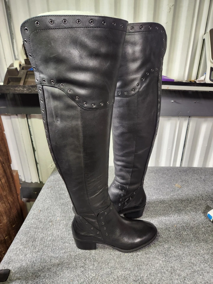 Botas por encima de la rodilla Vince Camuto Bestan para mujer de cuero negro talla 7M? PLS LEER Foto 3 de 4