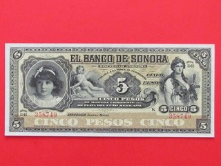 MEXIKO ( 1897 SELTENE SELTENE POSTFRISCHE UNZ ) 5 PESOS HOHE SAMMLERBANKNOTE POSTFRISCH UNC