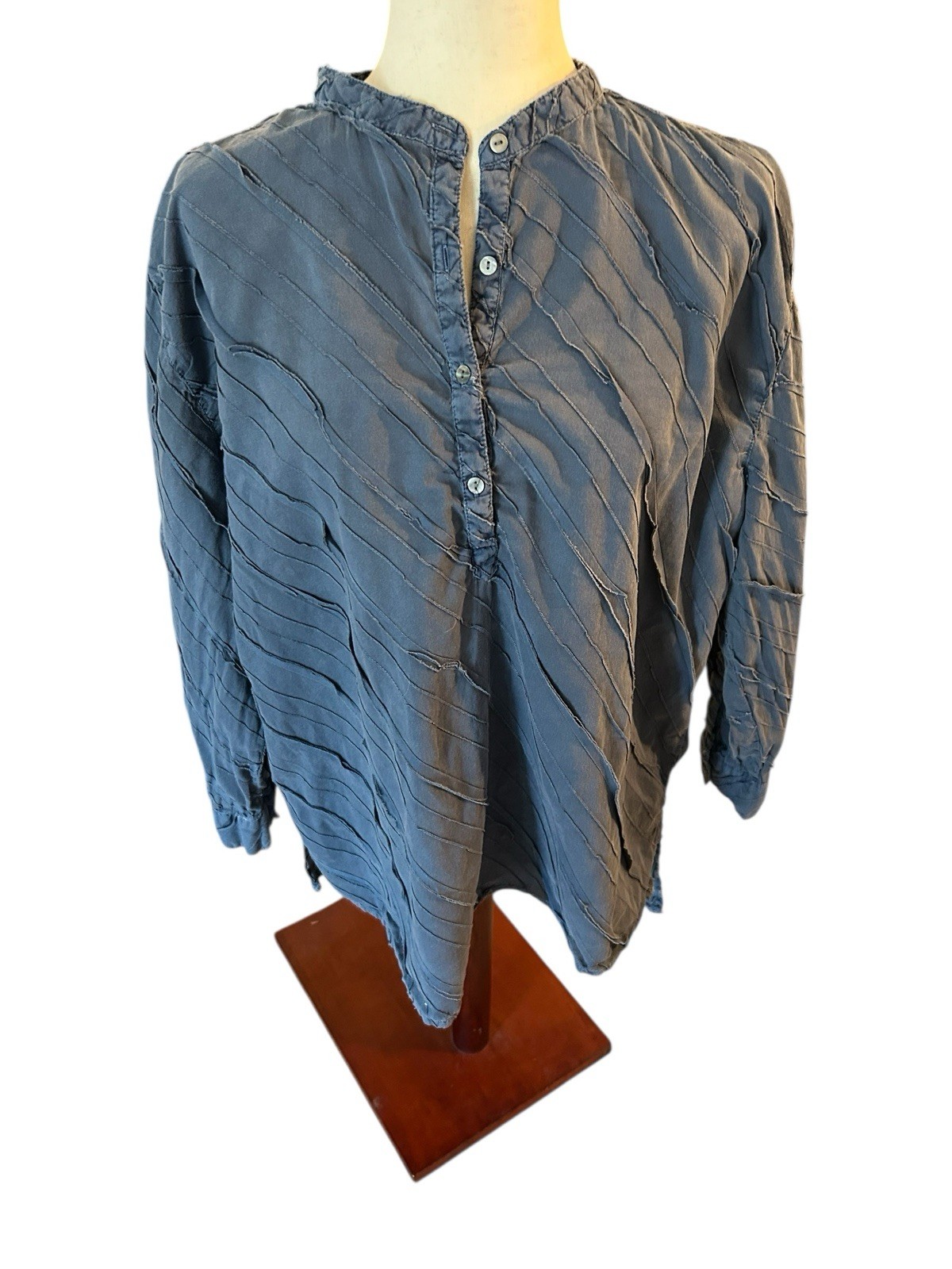 Chambray Patchwork Shirt 100% Cotton Sundance XL … - image 2