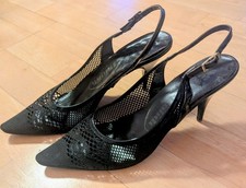 Vintage Pumps mit Fersenriemen 60 er Jahre Gr. 37,5, schwarz
