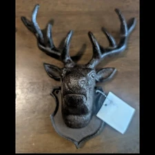 Deer Head Wall Decor Cast Iron Rustic Lodge Style