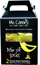 Yellow 'Pair of Socks' Finch Sock Feeders 2pk Seed-Filled All-Season Feeders