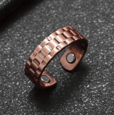 99,9% Kupfer Ring mit Magneten Gravur Hypoallergen Heilung Verstellbar Unisex