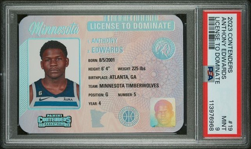 Anthony Edwards #19 2023 Panini Contenders License to Dominate card