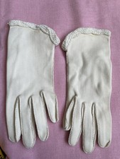 Vintage Cream Gloves With Textured Cuffs Small 