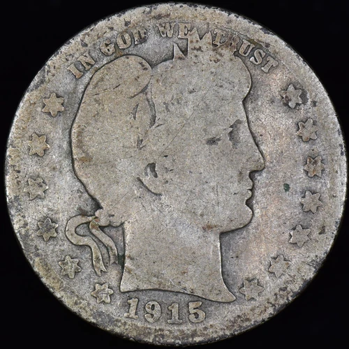 1915-S BARBER QUARTER ✪ GOOD G ✪ 25C SILVER SCARCE DATE COIN 49N◢TRUSTED◣