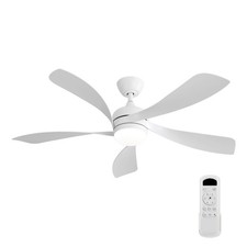 52" Ceiling Fan with Light, Remote, Dimmable LED, Quiet DC Motor White 