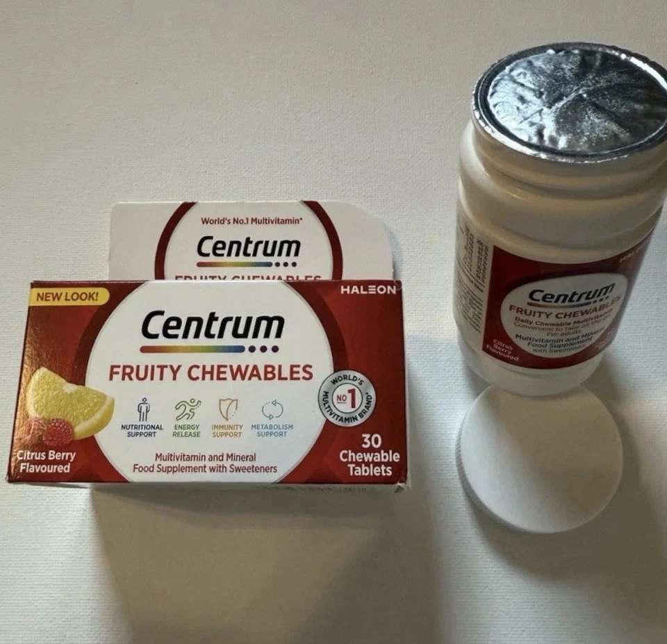 Multivitamínico mastigáveis frutados Centrum 30 comprimidos | Sabor frutas cítricas | Pacote Reino Unido - Imagem 2 de 4