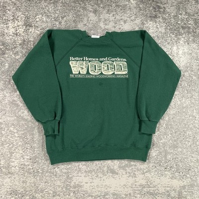 Vintage Better Homes & Gardens Wood Sweatshirt Mens Large Green Crewneck USA 90s