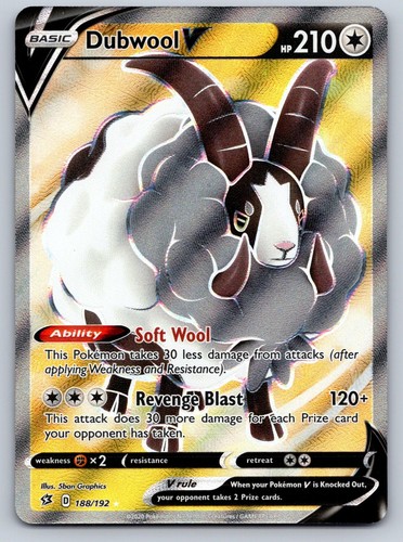 Dubwool V 188/192 Ultra Rare Rebel Clash Pokemon Holo Near Mint