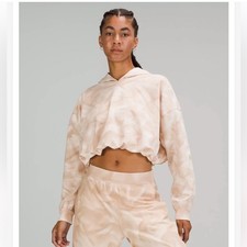 Lululemon All Yours Bubble Hem Hoodie Size 12 Cream Tie Dye Pullover Sweatshirt