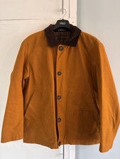 Zara men's mustard yellow jacket with dark brown corduroy collar. XL