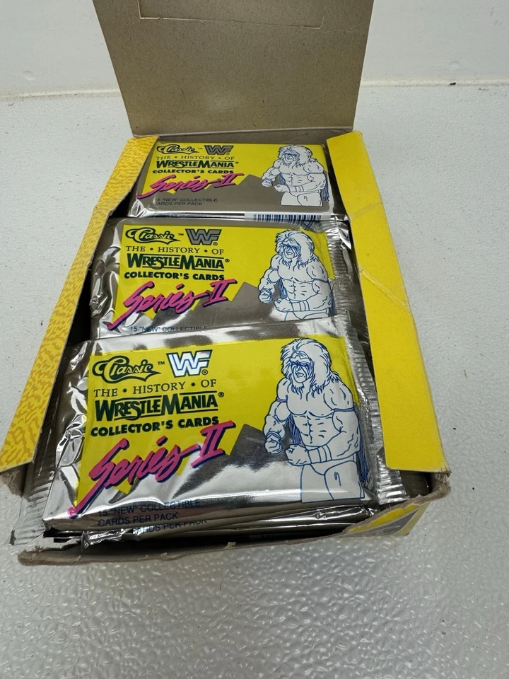 Clásico WWF Wrestling History of Wrestlemania 1990 serie 2 caja (31 paquetes) Foto 2 de 4
