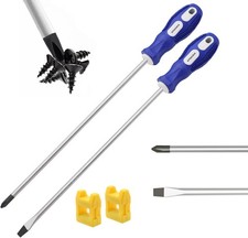 2-Pack 12-Inch Slotted & Phillips Screwdriver Set, Long Flat Blade & Cro