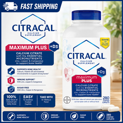 Citracal Maximum Plus Calcium Citrate + D3, 280 Caplets