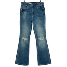 Pilcro Icon High Rise Wide Leg Flare Jeans SIZE 29 x 32 Blue Distressed Denim