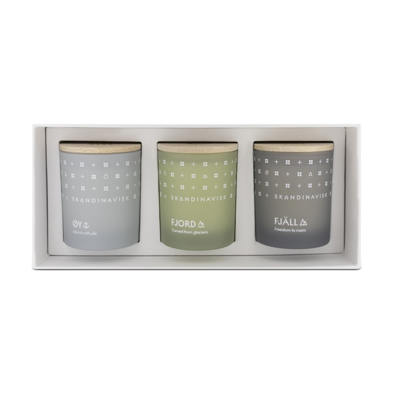 Skandinavisk Explore Mini Scented Candle Trio Set (3 x 65g) FJALL, Fjord, OY - Image 2