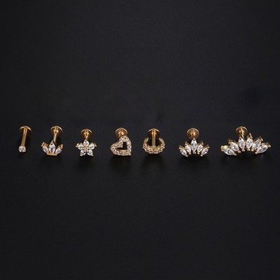 Entzückendes Kristall-Tragus-Helix-Knorpel-Ohrstecker-Set, 316L Edelstahl