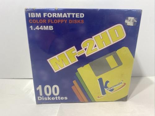 100 KHypermedia MF-2HD 3.5" Color Diskettes Floppy Disk IBM Formatted New Sealed