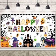 Happy Halloween Classroom Banner Backdrop Halloween Ghost Decor Ghost Boo Spider