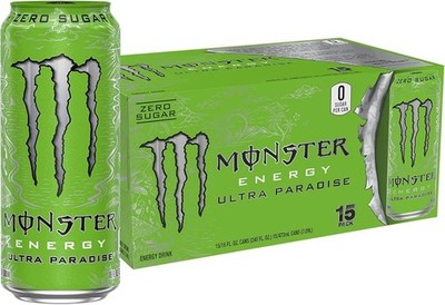 Monster Energy Ultra Paradise, Sugar Free Energy Drink, 16 Ounce (Pack of 15)