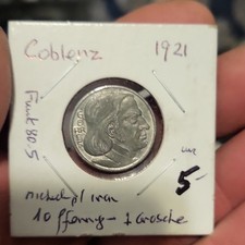 Coblenz 1921 10 Pfennig Nickel Plated Iron Weimar Coin Germany