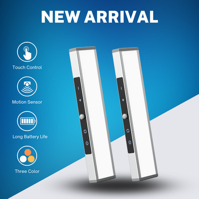 LED Motion Sensor Under Cabinet Rechargeable Dimmable Wireless Aluminum Light
