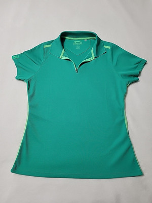 Slazenger Women's Polo Shirt Green Size Small Zip Active Athleisure Golf  Tennis