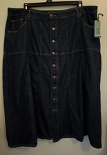 Terra  Sky Women's 20W Plus Size Denim Drapey Button Front Skirt 10726